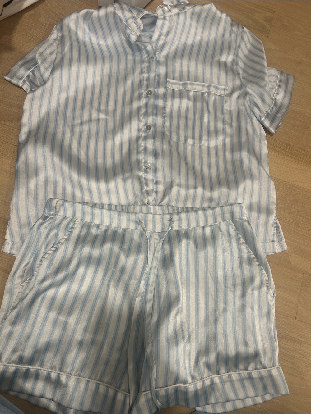 Blue and White Striped Pajama Set women’s